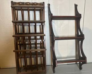 Multi Tier Spindle Magazine Rack With Vintage Wall Shelf