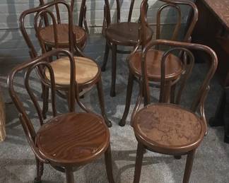 Six Antique Bentwood Cafe Chairs