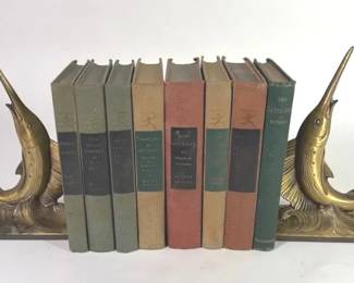 Solid Brass Marlin Bookends and Classic Books