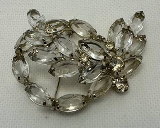 Vintage Rhinestone Floral Brooch
