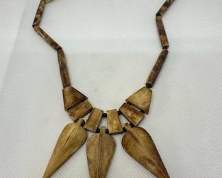 Vintage Carved Yak Bone Necklace