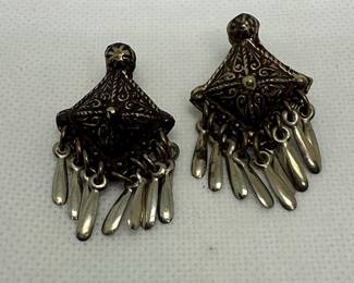 Vintage Sterling Silver Filigree Dangle Earrings