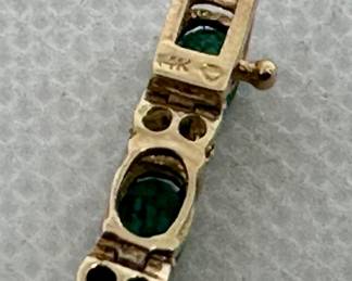 14k Yellow Gold Emerald and Diamond Tennis Bracelet