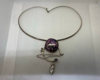 Artisan Sterling Silver and Dichroic Glass Pendant Necklace