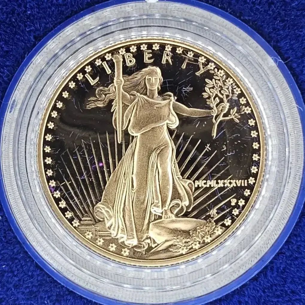 01 1987W  1987P Proof Gold American Eagle 2Coin Set 1 oz  12 oz with Original Box  COA