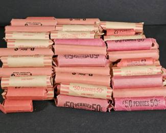 Bulk Coin Estate Lot HandWrapped Pennies, Nickels 1941Present 2 Westward Journey Rolls, More
