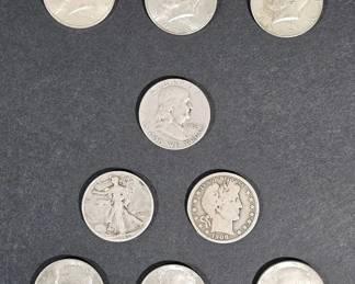 Vintage US 90 and 40 Silver Half Dollar and Dollar Mixed Collector Lot