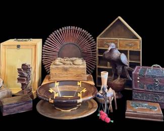 HandCarved Wooden Decor, Puzzle Boxes International Folk Art