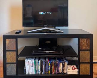 ULTIMATE ENTERTAINMENT SETUP Samsung 32 Smart TV, Slate Media Stand, 2 BluRay, Huge 80 Media