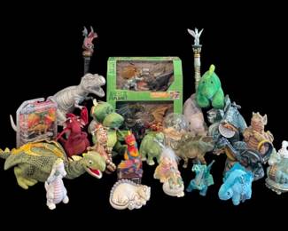Enchanted Dragon Dinosaur Fantasy Collection Vintage Toys, Statues, Wands