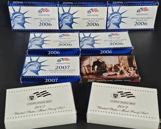 Beautiful U.S. Mint Proof Set Lot 2006 2007 Standard Clad Collections 8 Sets Total