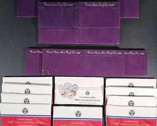 US Mint Proof Coin Set Lot 1987 1988 LowMintage 1987 Kennedy Halves Included