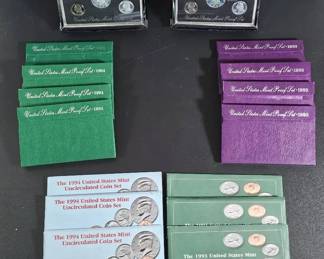 Collection of 1993 1994 U.S. Mint Proof Sets and Uncirculated Coin Sets P, D S Mints
