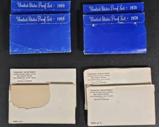 Vintage 1969 1970 US Mint Proof and Uncirculated Coin Set Lot