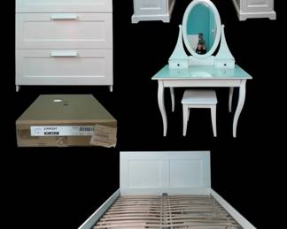White Bedroom Furniture Suite Storage Bed, Dresser, Vanity Set, Desk