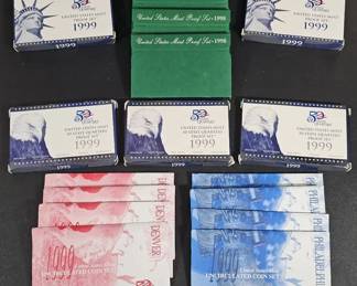 US Mint Collector Lot 1998 1999 Proof Sets Complete 1999 Uncirculated Sets
