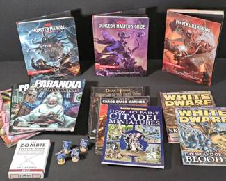 DD 4e, Paranoia, Dark Heresy, Warhammer Tabletop RPG Books Miniatures