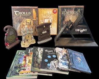 Faerie Collectibles Brian Froud Art Books, Castle Clock, Fairy Doors Display Shelf