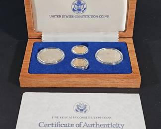 1987 U.S. Constitution Bicentennial 4Coin Commemorative Set Gold Silver ProofUncirculated
