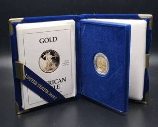1993 110 oz Proof American Gold Eagle Coin in Original Packaging with COA