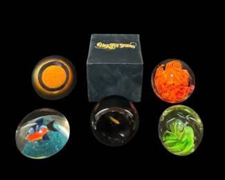 Art Glass Ocean Themed Paperweights Glass Eye Studio, OGGETTI Murano Wimberley