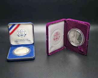 Premium 2Piece U.S. Mint Silver Proof Lot 1990S American Eagle 1987S Constitution Bicentennial