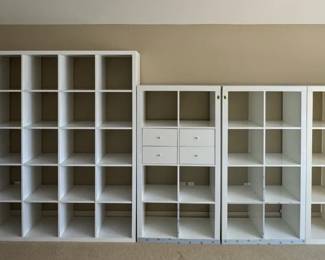 Massive White Modular Cube Storage Wall Lot 7 Units Total