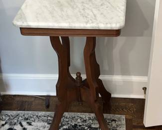 Small Marble top  Walnut Table -