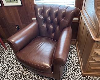 Leather Cigar Chairs - One of A Pair -