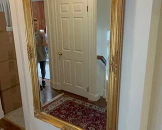 Large gilded frame hall mirror