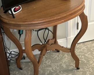 Antique Oval Walnut Side Table -