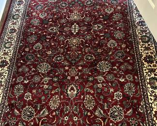 HAND MADE RED AND IVORY CARPET -9 X 12 -