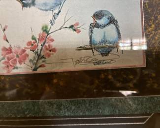 Vintage Asian framed and signed art print