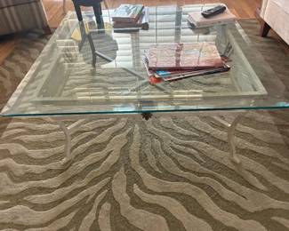 Square glass coffee table