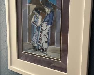 Framed Native American art print—blue 