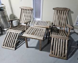 Teak Loungers with Side Tables