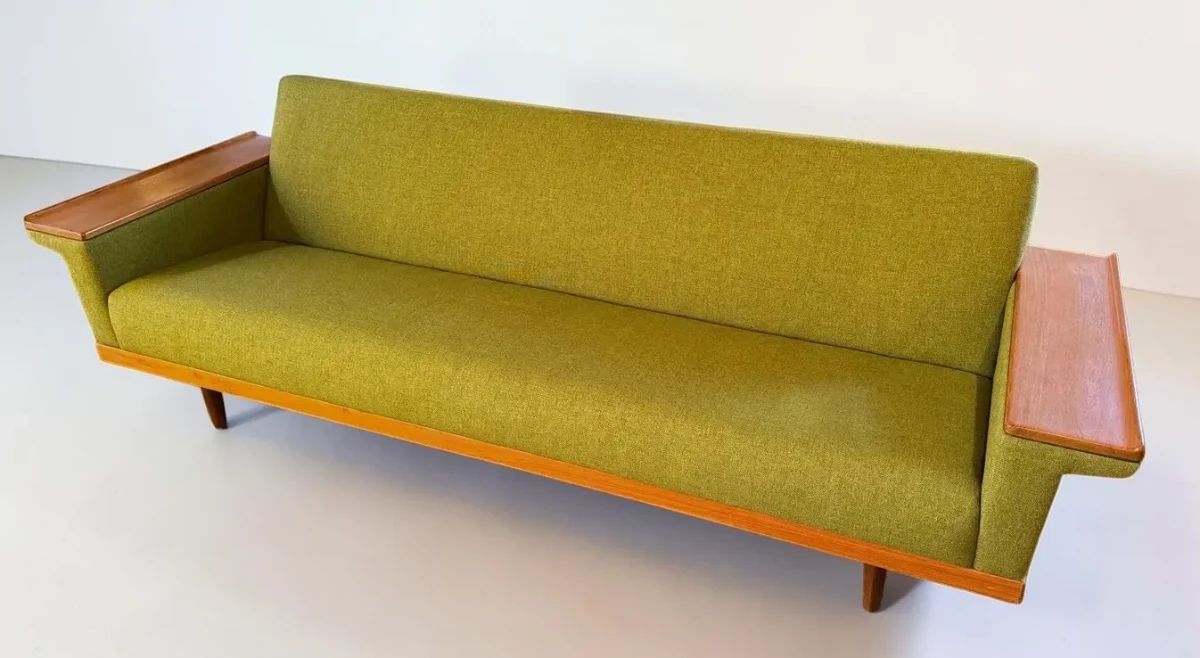 Danish MidCentury Sofa With Teak Armrests