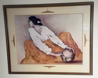 Framed RC Gorman Litho Print Repro W DieCut Matte