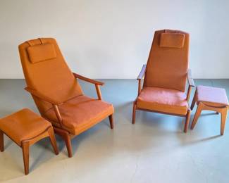 Pair of Folke Ohlsson Armchair with footstool Lounge Chairs