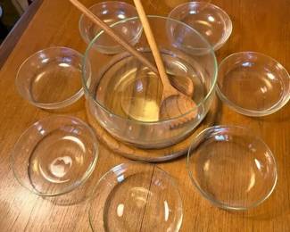 Salad Set Glass Wood