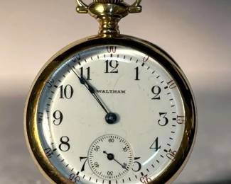 Antique Waltham Pocket Watch In 14K Roy Watch Case