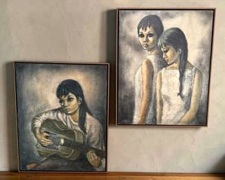 Pair of M Gilbert Signed Original Oil Paintings