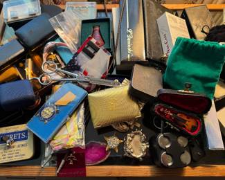 Glass case filled with treasures