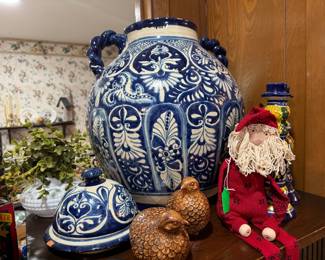 Mexican pottery and candle sticks, vintage doves