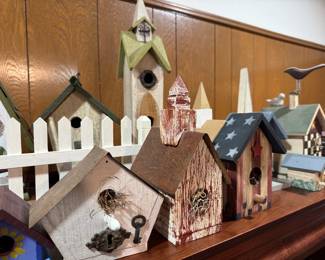 Assortment of wooden bird houses