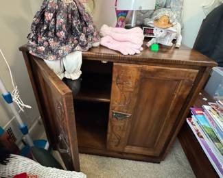 Antique Occasional Cabinet carved with shelves for storage