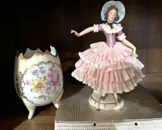 Dresden Doll, Germay and Porcelain egg, France