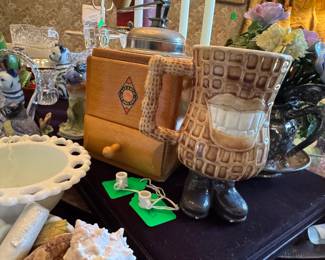 Mr. Peanut mug and Antique Coffee Grinder