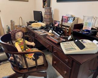 Office Desk, Captains Chair, File Cabinets, Supplies and Equipment