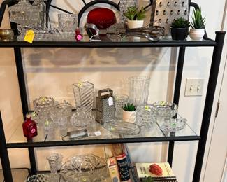Bakers rack, vintage metal graters